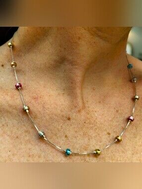 Colorful Handmade Beaded Sterling Silver Necklace